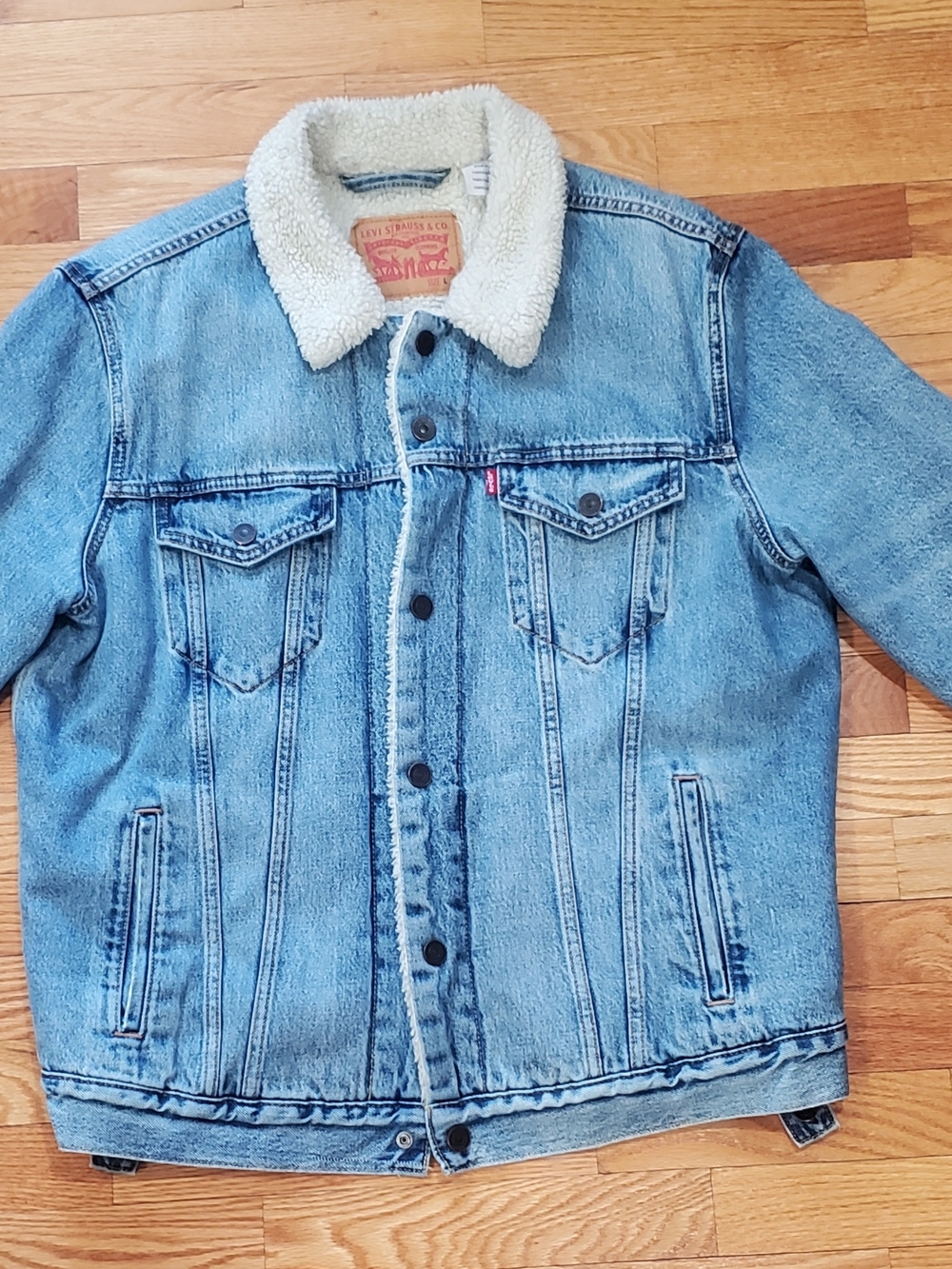 Levi's Blue Denim Jacket with Cream Sherpa Lining